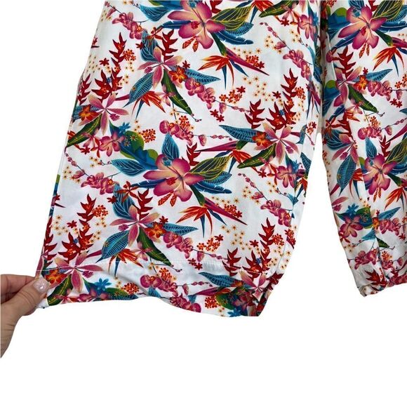 Vintage Caribbean Joe Wide Leg Cropped Tropical Floral Pants 12 - Picture 5 of 9